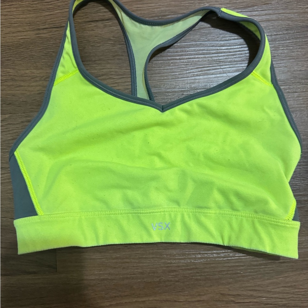 VSX Yellow and Gray Sports Bra Racerback Design